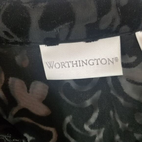Worthington Semi Sheer Velvety Black Blouse. Sz 12 - Picture 4 of 13